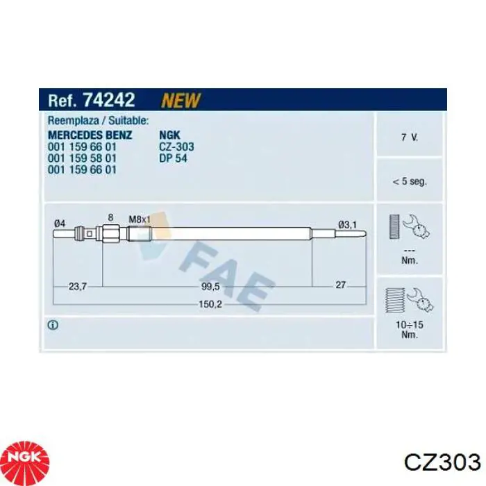 CZ303 NGK Świeca żarowa