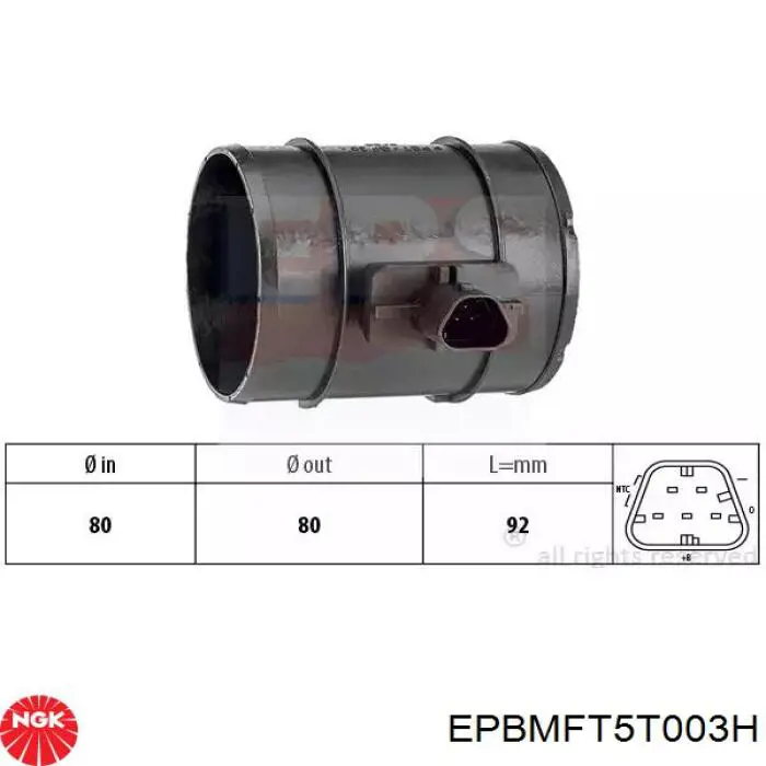 EPBMFT5-T003H NGK czujnik przepływu powietrza, przepływomierz powietrza m.a.f.