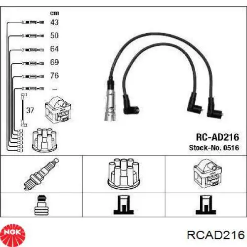 RC-AD216 NGK zestaw przewodów wysokiego napięcia