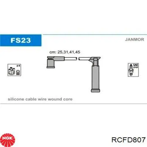 Do koszyka RCFD807 NGK Zestaw przewodów wysokiego napięcia