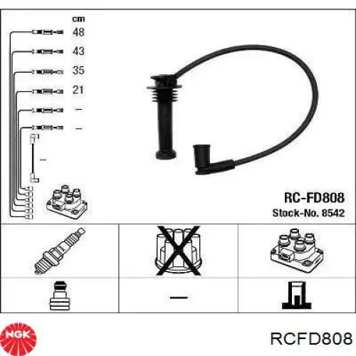 RC-FD808 NGK zestaw przewodów wysokiego napięcia