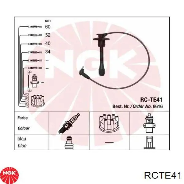 Zestaw przewodów wysokiego napięcia RCTE41 NGK