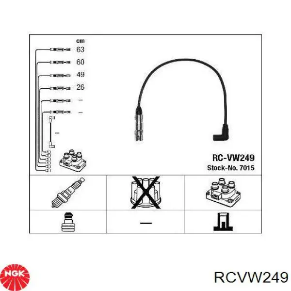 RCVW249 NGK Zestaw przewodów wysokiego napięcia