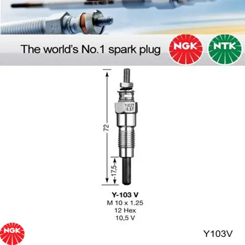 Świeca żarowa NGK Y103V cena, od 21,73 USD