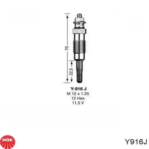 Y-916J NGK świeca żarowa