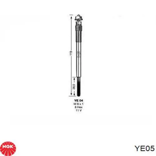 YE05 NGK Świeca żarowa