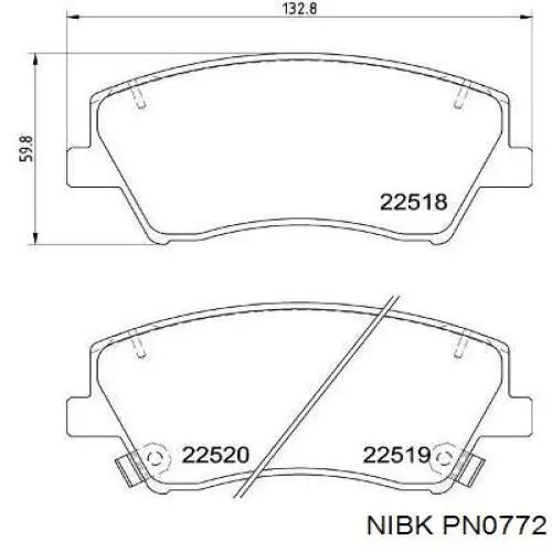 Klocki hamulcowe przednie tarczowe PN0772 Nibk