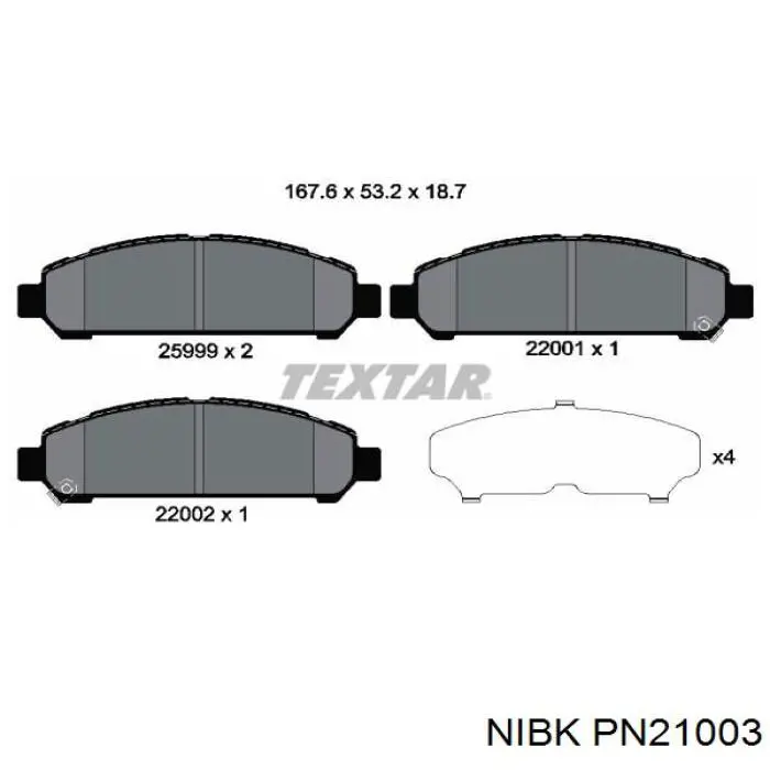 Klocki hamulcowe przednie tarczowe Nibk PN21003 cena, od 41,24 USD