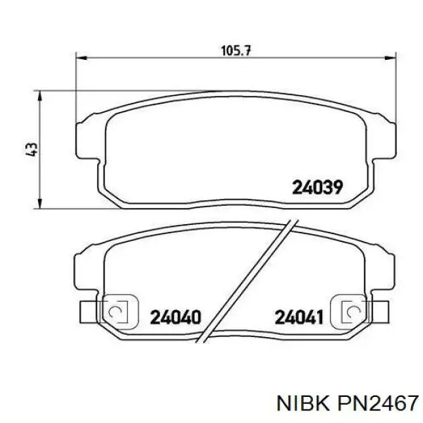 PN2467 Nibk Okładziny (klocki) do hamulców tarczowych tylne