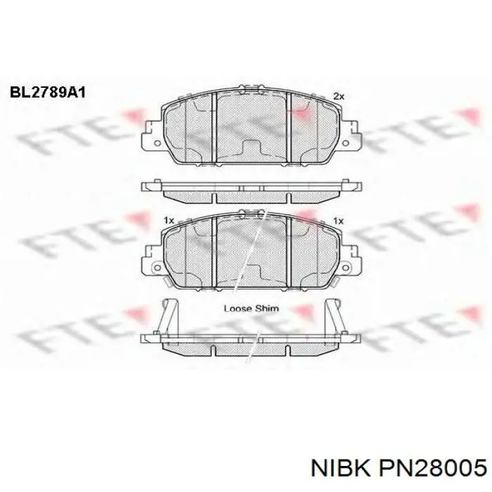 Klocki hamulcowe przednie tarczowe PN28005 Nibk