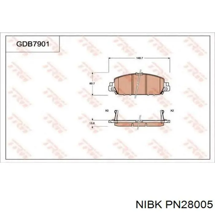PN28005 Nibk Klocki hamulcowe przednie tarczowe