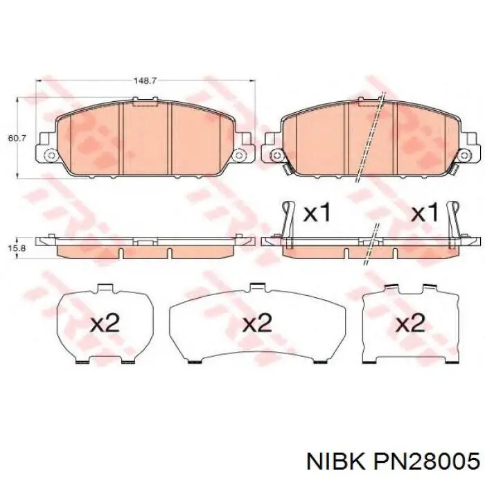 PN28005 Nibk Klocki hamulcowe przednie tarczowe