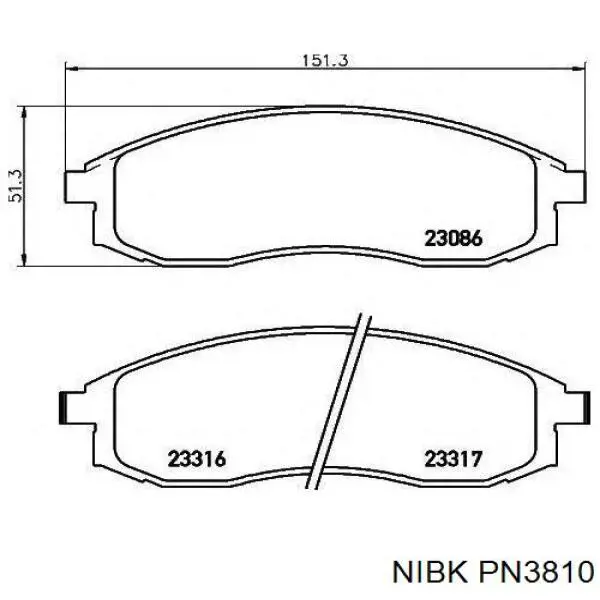 Klocki hamulcowe przednie tarczowe PN3810 Nibk