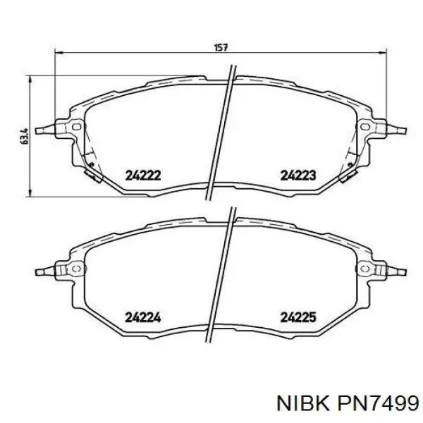 Klocki hamulcowe przednie tarczowe Nibk PN7499 cena, od 25,78 USD
