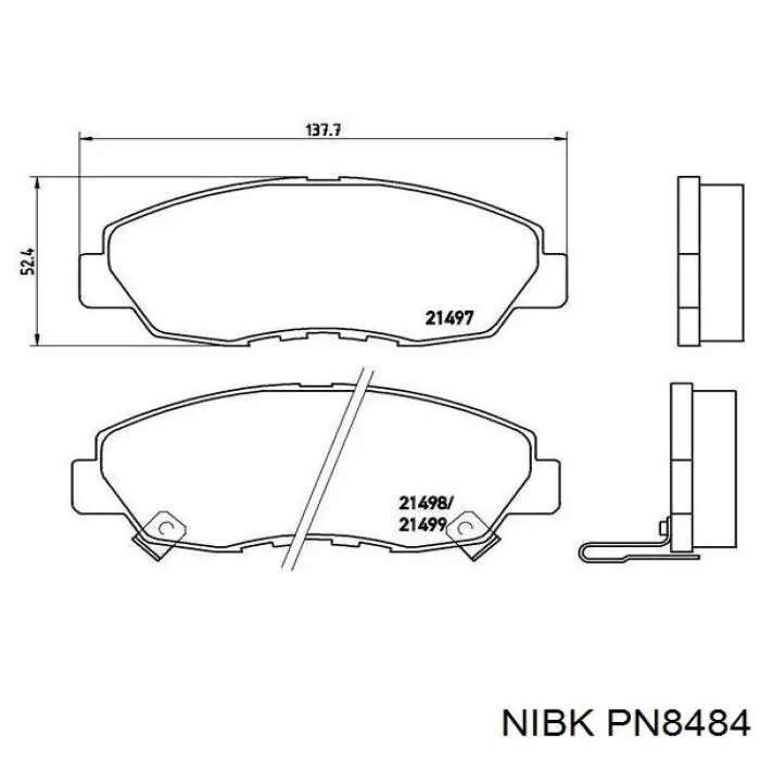 Klocki hamulcowe przednie tarczowe Nibk PN8484 cena, od 28,16 USD