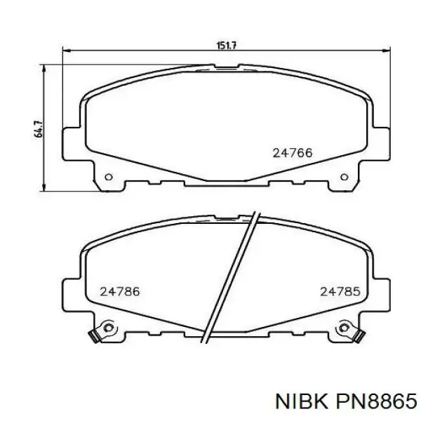 Do koszyka PN8865 Nibk Klocki hamulcowe przednie tarczowe