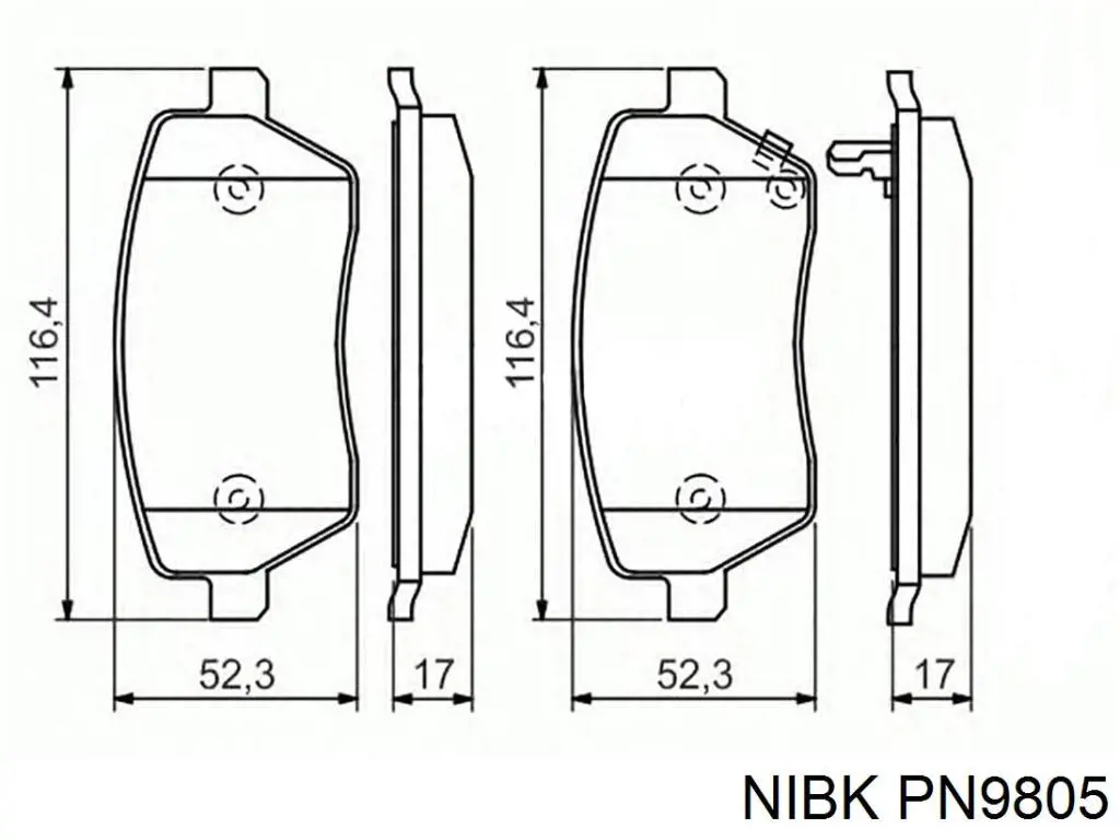 Do koszyka PN9805 Nibk Klocki hamulcowe przednie tarczowe