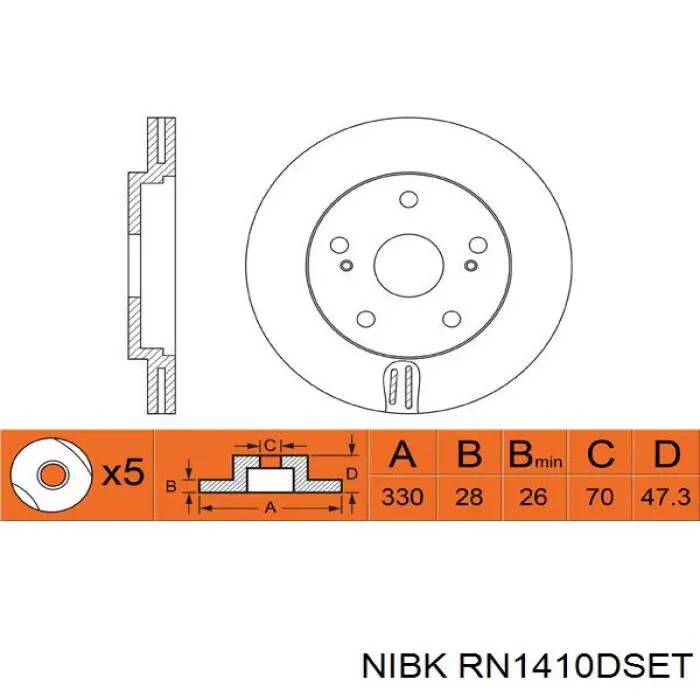 Do koszyka RN1410DSET Nibk Tarcza hamulcowa przednia