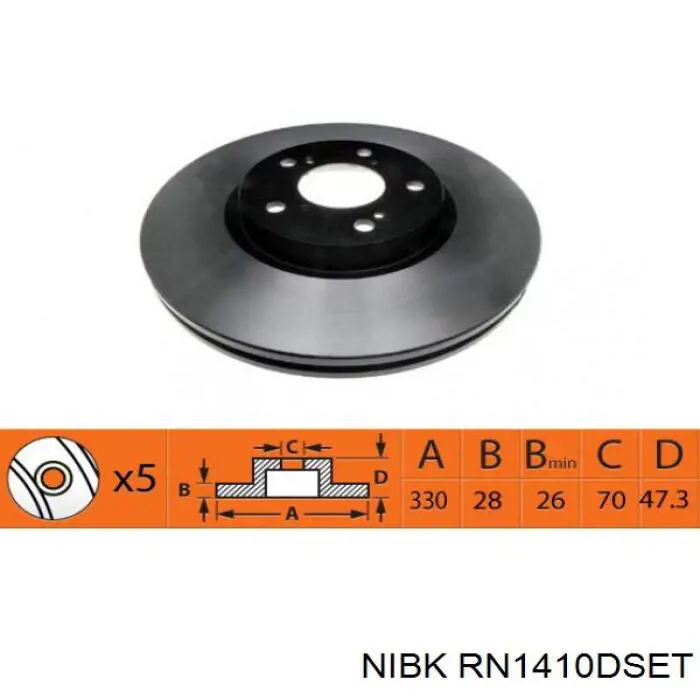 RN1410DSET Nibk Tarcza hamulcowa przednia