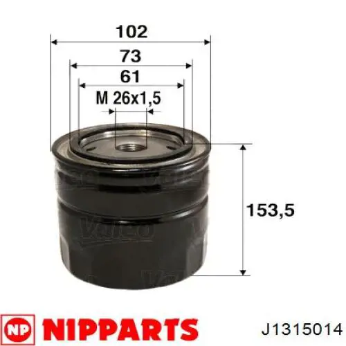 Do koszyka J1315014 Nipparts Filtr oleju