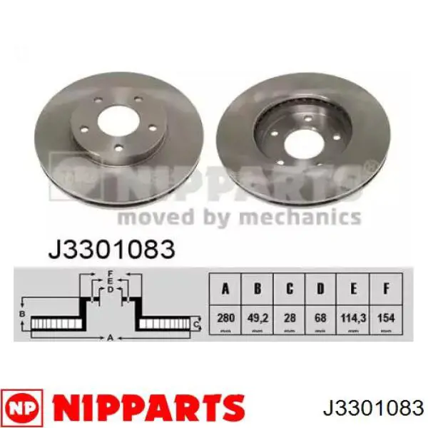 Tarcza hamulcowa przednia Nipparts J3301083 cena, od 50,25 USD