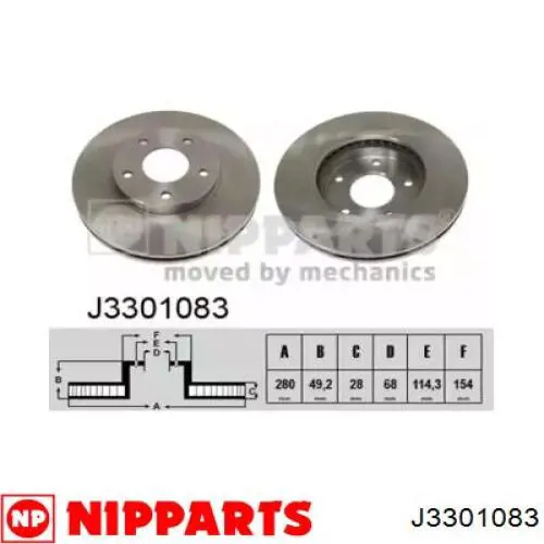 Do koszyka J3301083 Nipparts Tarcza hamulcowa przednia