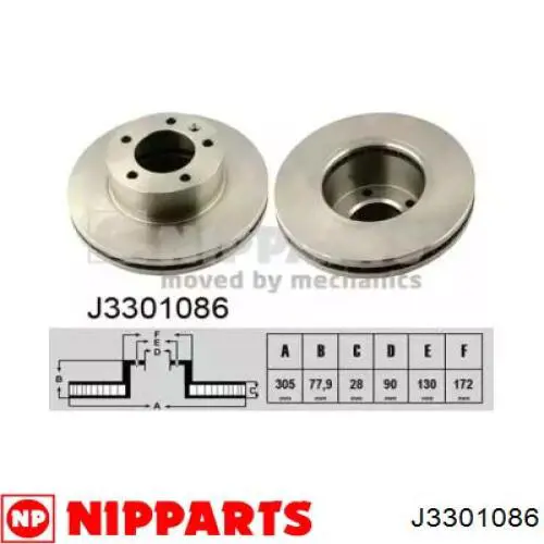 Tarcza hamulcowa przednia Nipparts J3301086 cena, od 60,16 USD