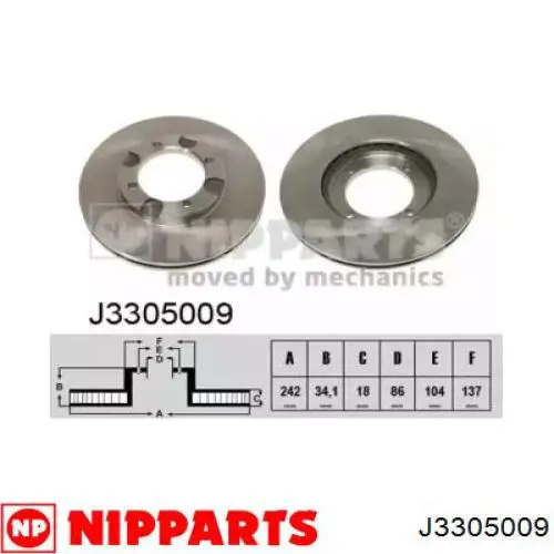 Do koszyka J3305009 Nipparts Tarcza hamulcowa przednia
