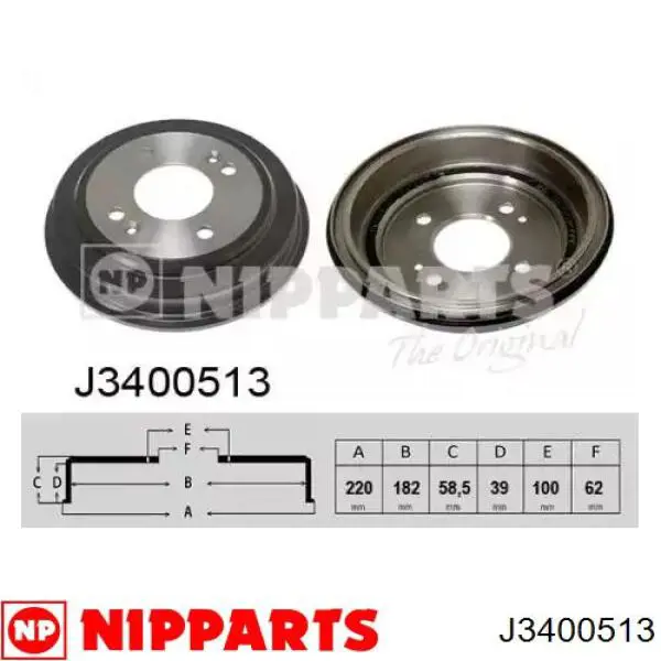 Bęben hamulcowy tylny Nipparts J3400513 cena, od 35,34 USD