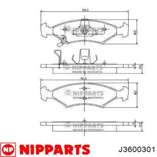 Klocki hamulcowe przednie tarczowe Nipparts J3600301 cena, od 28,48 USD