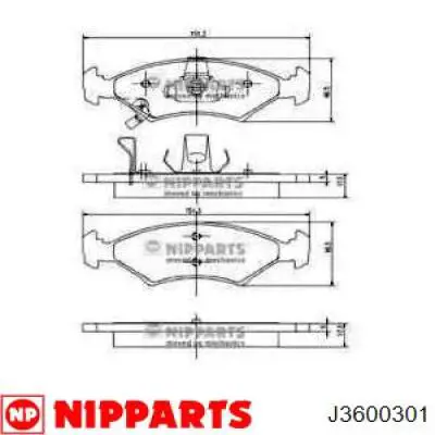 Do koszyka J3600301 Nipparts Klocki hamulcowe przednie tarczowe