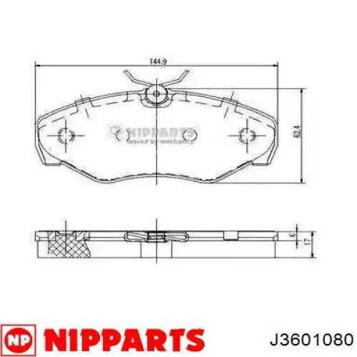 Klocki hamulcowe przednie tarczowe Nipparts J3601080 cena, od 26,54 USD