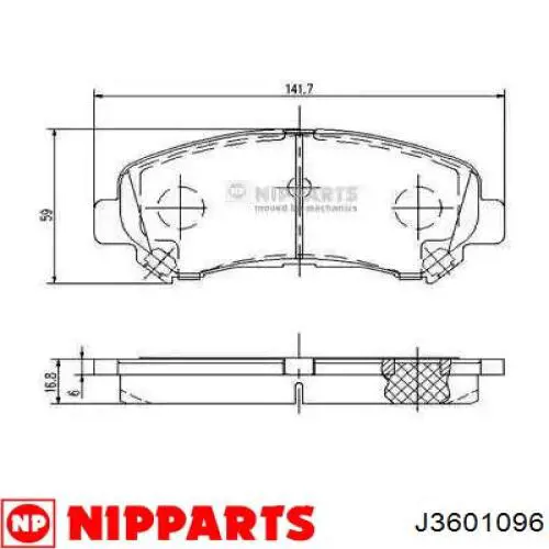 Klocki hamulcowe przednie tarczowe Nipparts J3601096 cena, od 33,18 USD