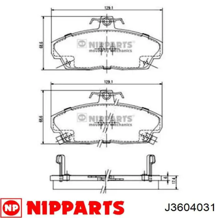 Do koszyka J3604031 Nipparts Klocki hamulcowe przednie tarczowe