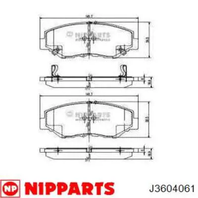 Do koszyka J3604061 Nipparts Klocki hamulcowe przednie tarczowe