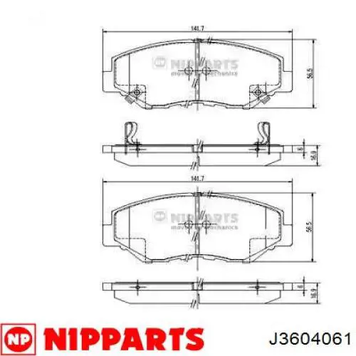 Klocki hamulcowe przednie tarczowe Nipparts J3604061 cena, od 25,47 USD