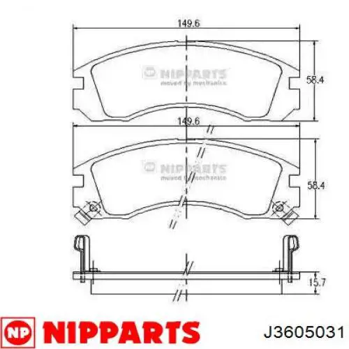 Klocki hamulcowe przednie tarczowe Nipparts J3605031 cena, od 25,37 USD