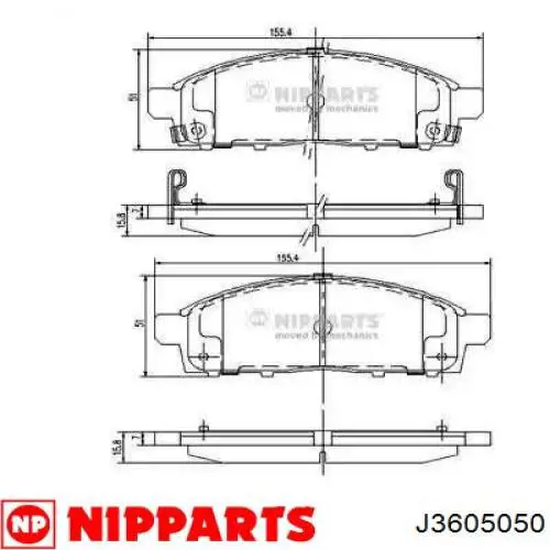 Klocki hamulcowe przednie tarczowe Nipparts J3605050 cena, od 25,71 USD