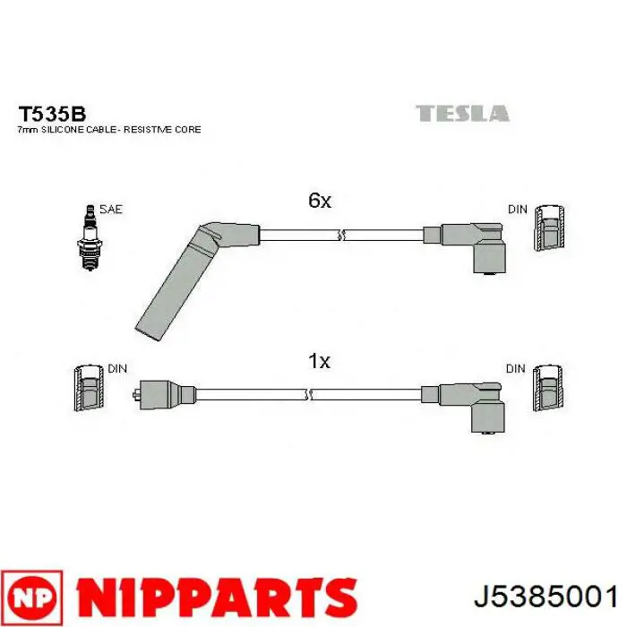 Zestaw przewodów wysokiego napięcia Nipparts J5385001 cena, od 22,39 USD