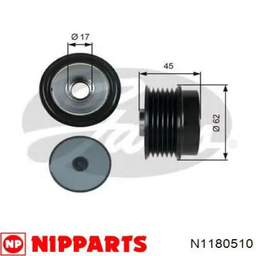 N1180510 Nipparts koło pasowe alternatora