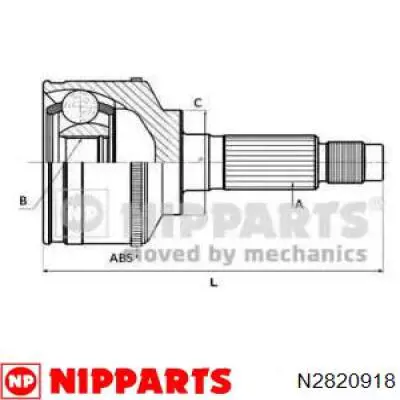 Przegub homokinetyczny przedni zewnętrzny Nipparts N2820918 cena, od 37,03 USD