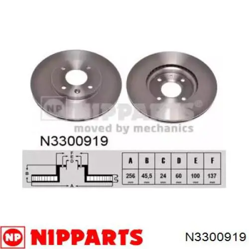 N3300919 Nipparts Tarcza hamulcowa przednia