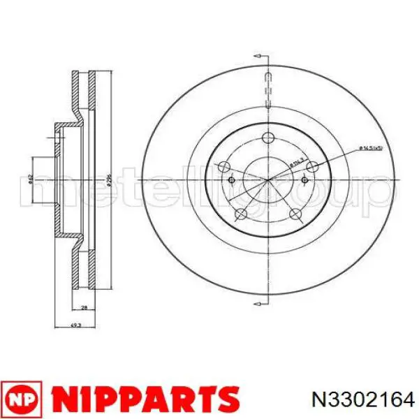 Do koszyka N3302164 Nipparts Tarcza hamulcowa przednia
