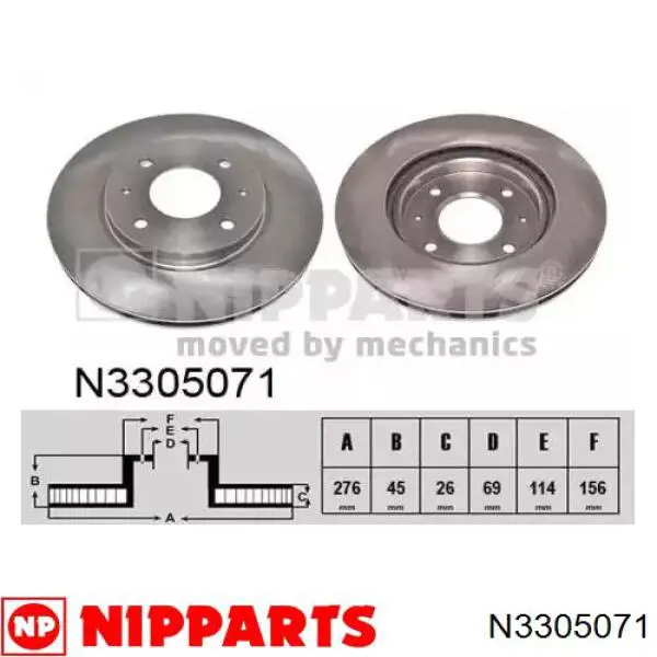 N3305071 Nipparts Tarcza hamulcowa przednia