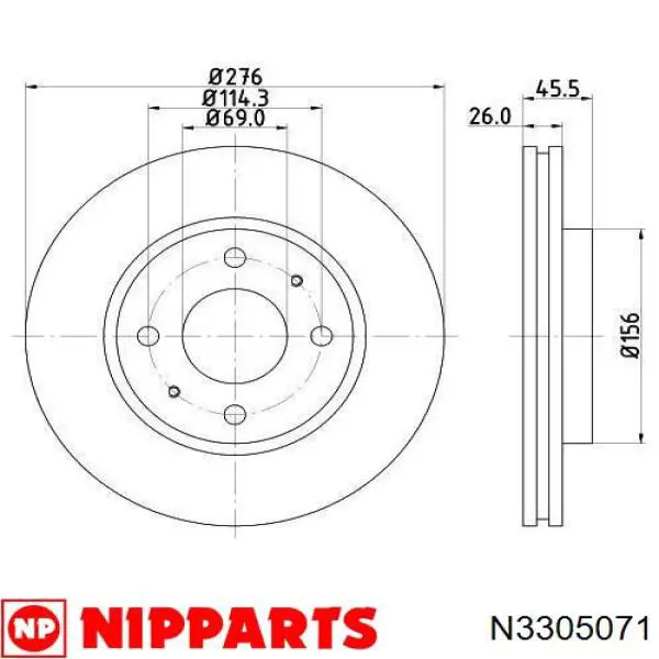 Tarcza hamulcowa przednia Nipparts N3305071 cena, od 49,38 USD
