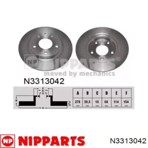 N3313042 Nipparts tarcza hamulcowa tylna