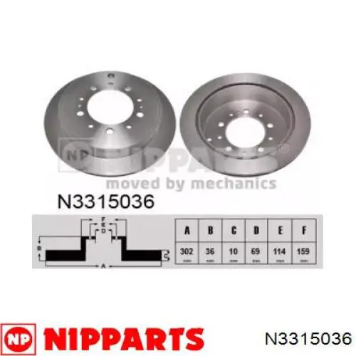 N3315036 Nipparts tarcza hamulcowa tylna