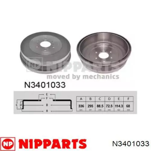 Bęben hamulcowy tylny Nipparts N3401033 cena, od 100,78 USD