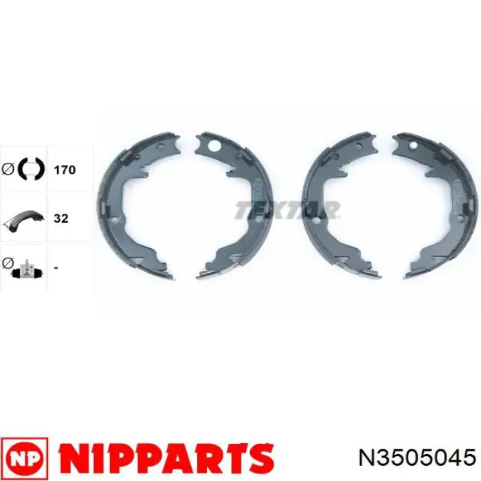 Do koszyka N3505045 Nipparts Klocki hamulca ręcznego
