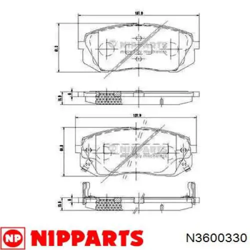 Klocki hamulcowe przednie tarczowe Nipparts N3600330 cena, od 28,02 USD